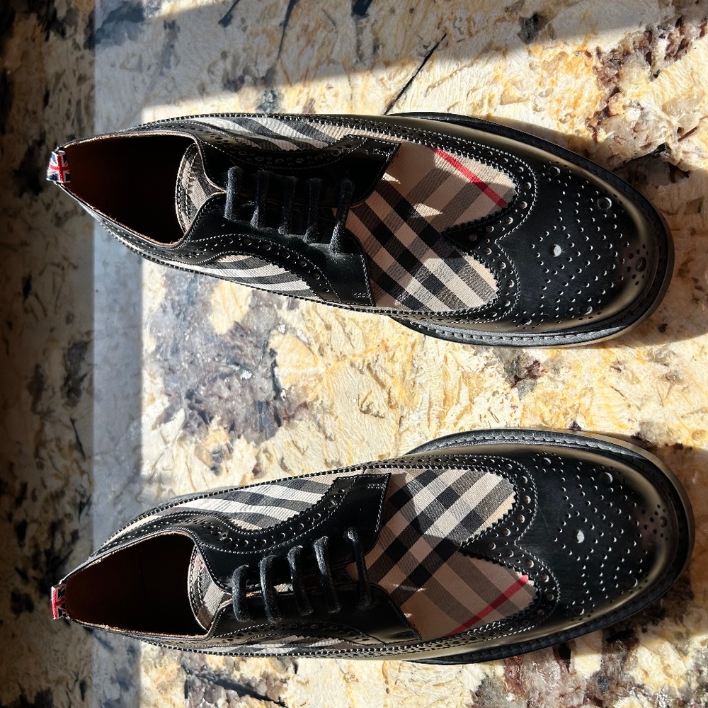 Burberry mens black vintage check Derby shoe